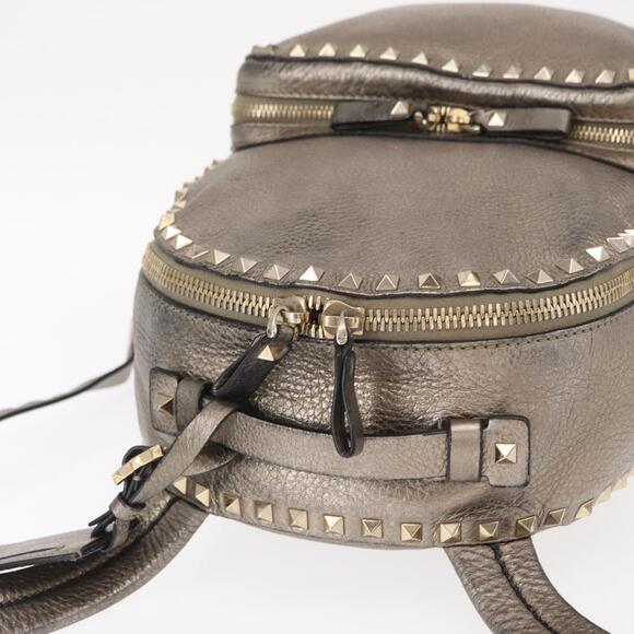 VALENTINO Rock Studs Backpack Leather Silver Gold Auth BA9400 main image 4
